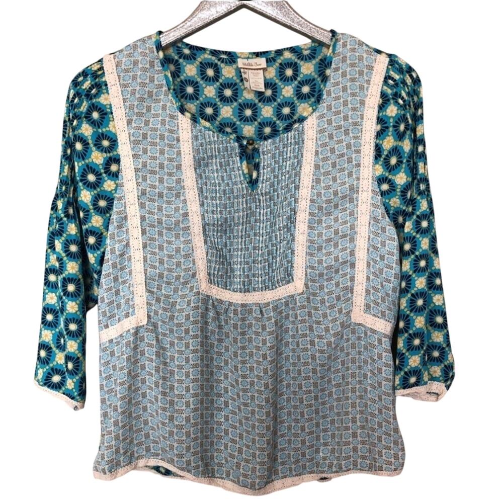 Matilda Jane Blue & Yellow Floral Boho Peasant Top